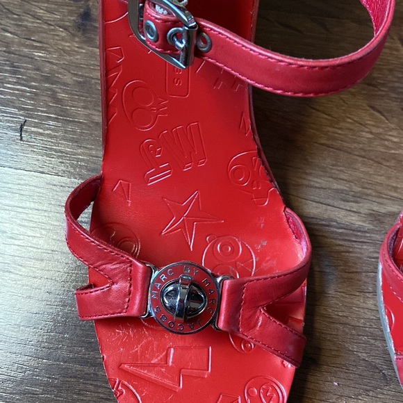 Marc Jacob Cherry Red Heeled Sandals with Turn Tab.(gentle use). - Picture 3 of 10